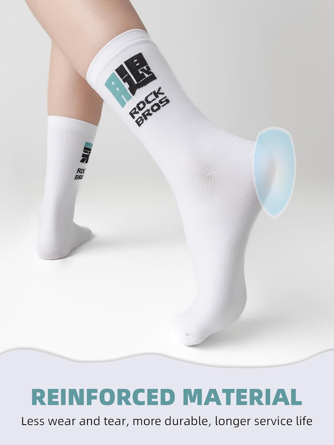 ROCKBROS Cycling Socks, Mountain Bike Socks, White Cycling Socks for Men Women, Compression Fit, Suitable for Running, Hiking - Image 5