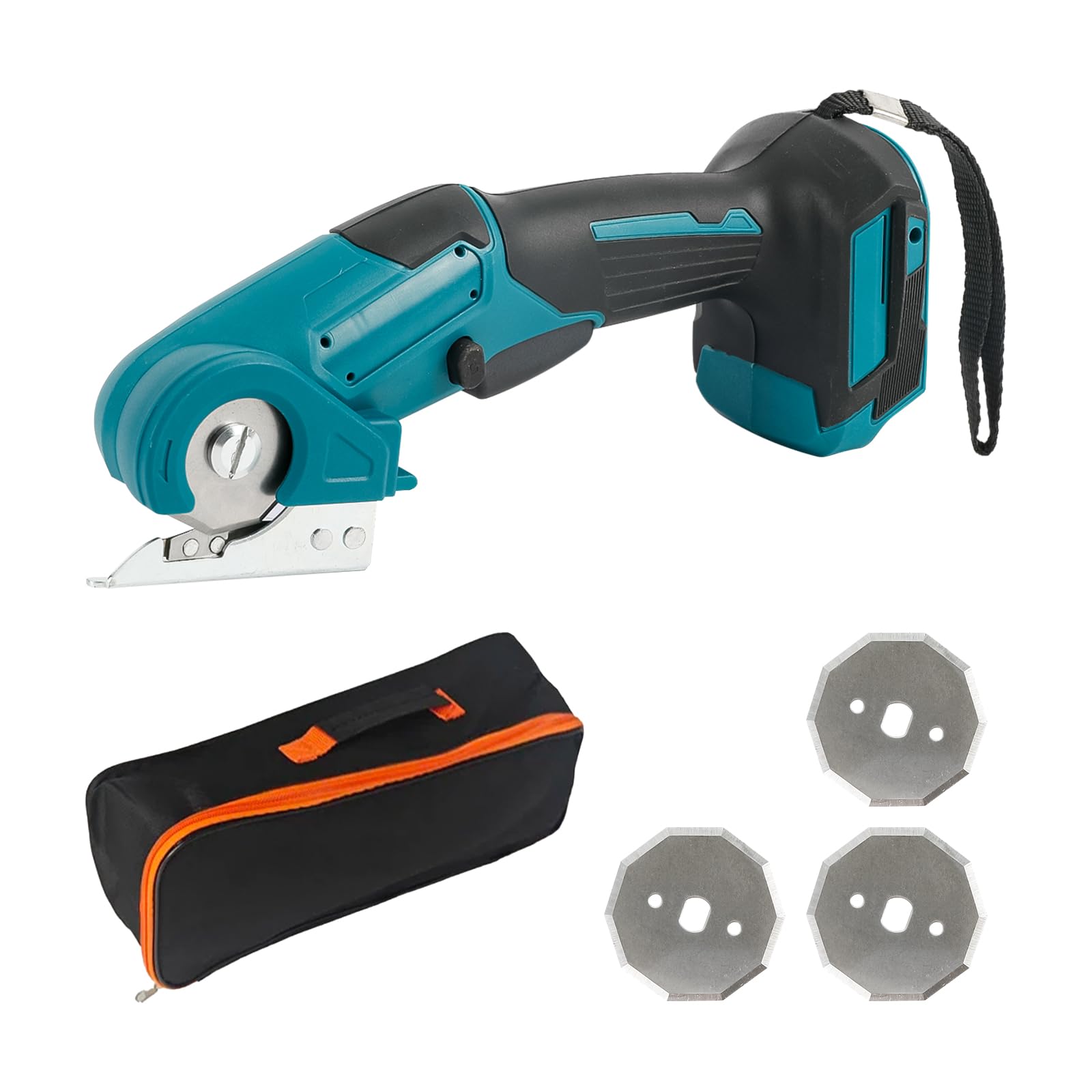Cutter multifonction sans fil compatible avec batterie Makita 18 V (sans batterie), coupe-carton sans fil, ciseaux électriques à tissu avec 3 lames et sac de rangement, profondeur de coupe de 6 mm