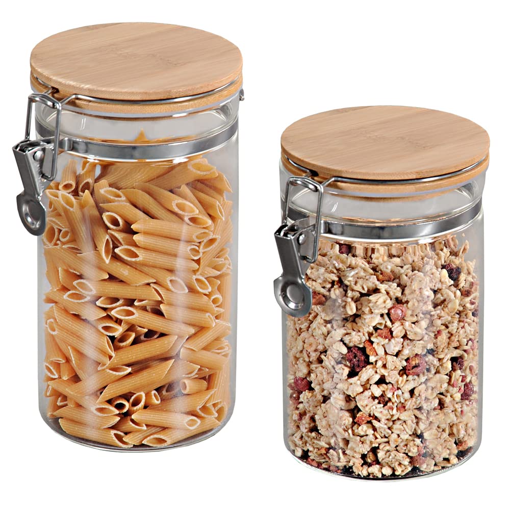 Bocaux de rangement en verre Kesper 92369 avec couvercle bambou x2