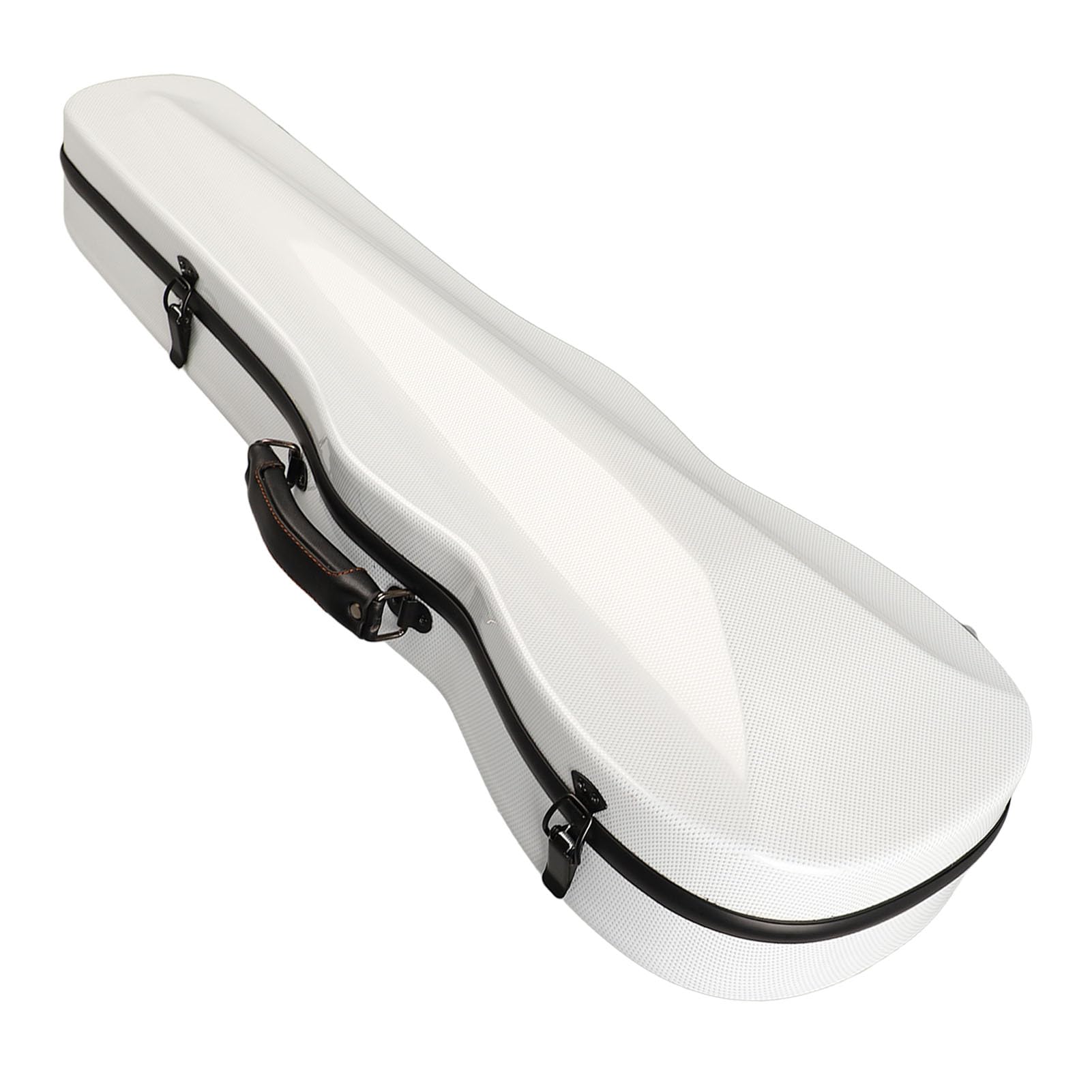 Sostituzione della Scatola per Violino Leggera in Fibra di Carbonio, Custodia Rigida per Violino Portatile con Cinghie Igrometro Fodera Ispessita 2 Cinghie (White)