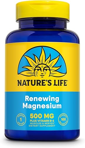 Natures Life Magnesium 500 mg de magnesio para la salud ósea y muscular, suplemento para apoyar el alivio del estrés, el sueño, la salud cardíaca,