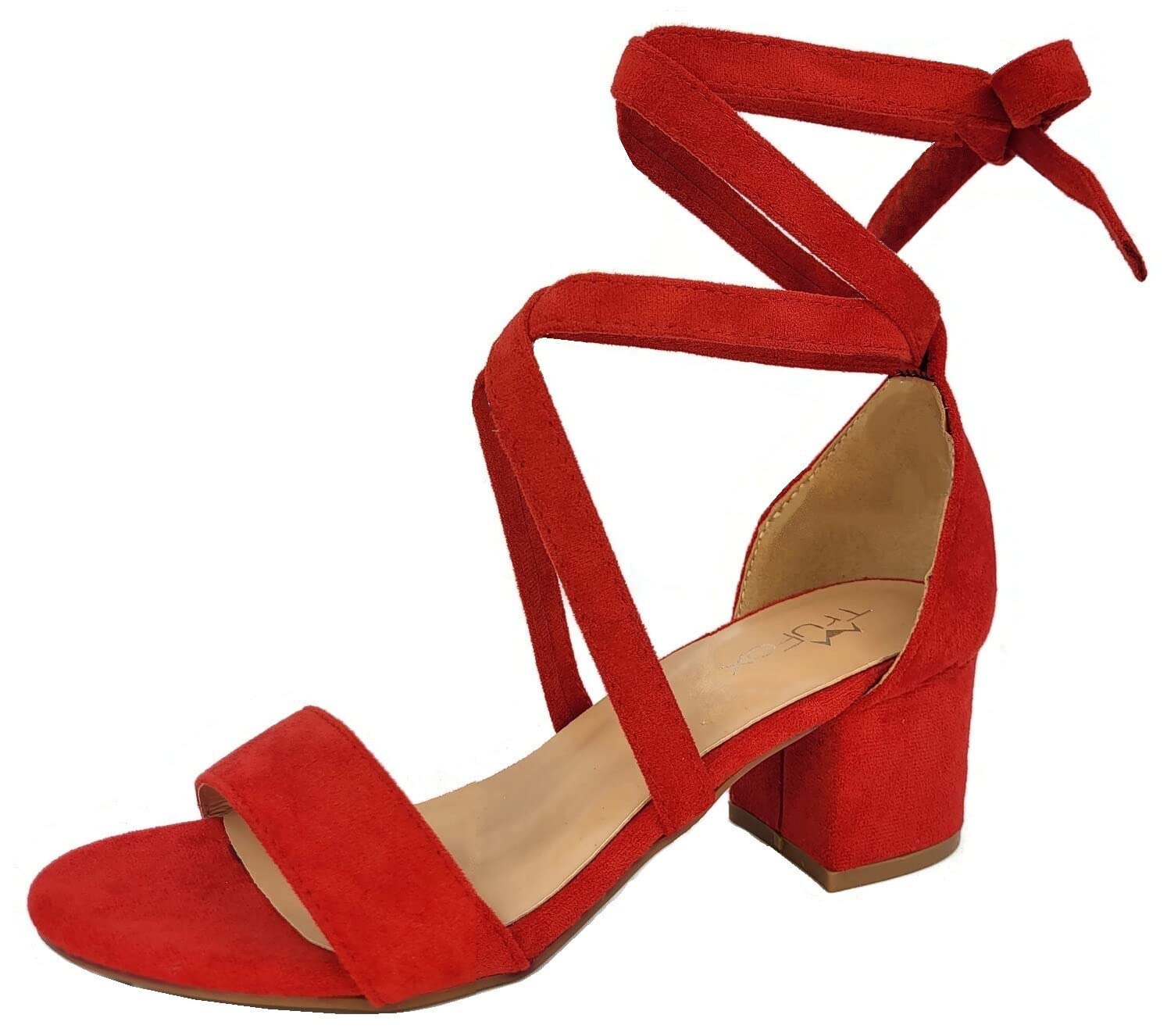 TruFox Wrap Around Comfort Low Block Heel Sandals Open Toe Strappy Tie Up