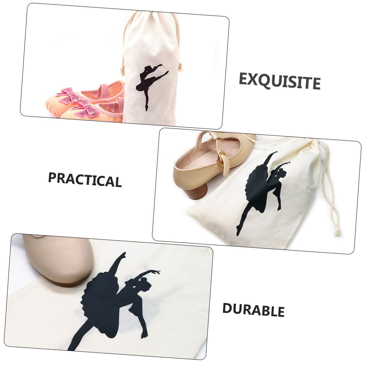 iplusmile 2 pezzi Borsa per Scarpette da Ballo in Tela Traspirante con Coulisse per Ragazze Ballerine Custodia Leggera per Scarpe da Punta Accessorio Danza Pratico e Facile da Pulire