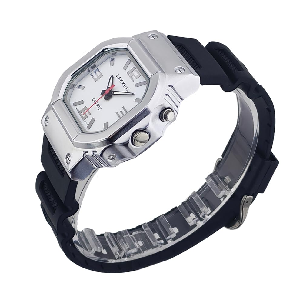 Reloj de voz en inglés para ciegos, personas con discapacidad visual o ancianos, caja plateada, correa negra