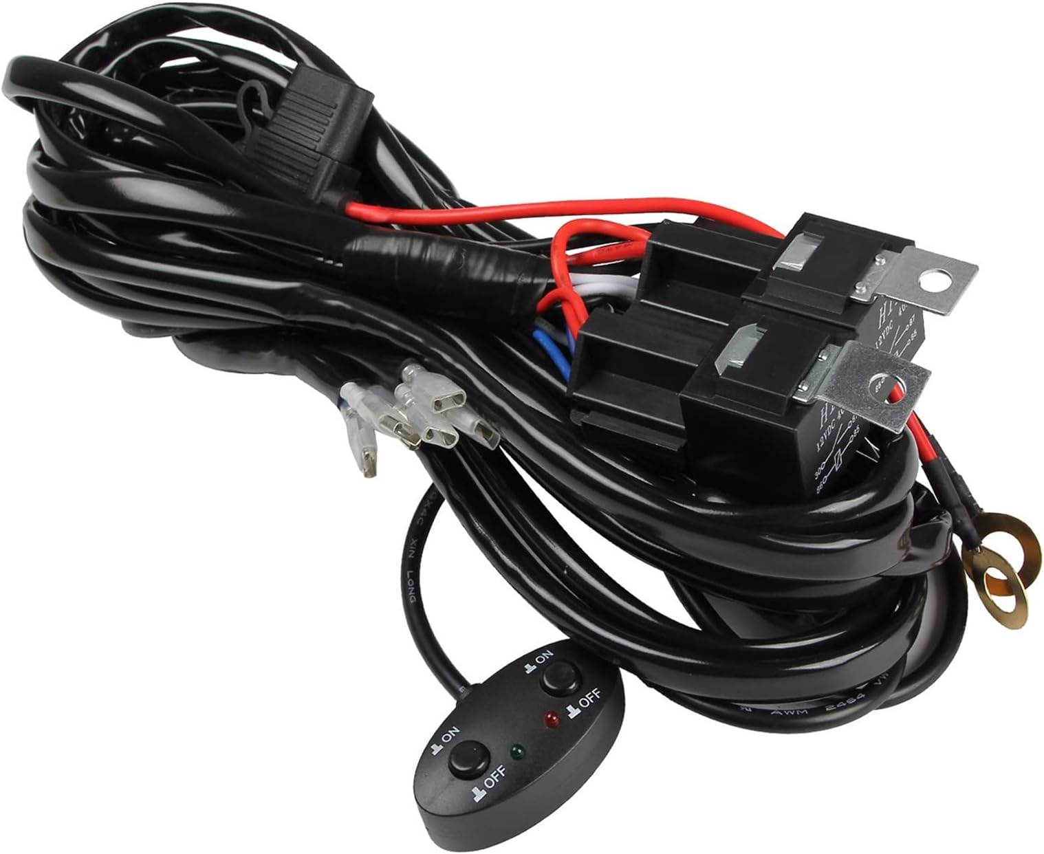Zmoon Wiring Harness Kit 13FT for Multi-Mode of LED Light Bar, 12V 40A On-Off Switch Relay for Switching Different Lighting Modes - 2 Leads & 2 Relays