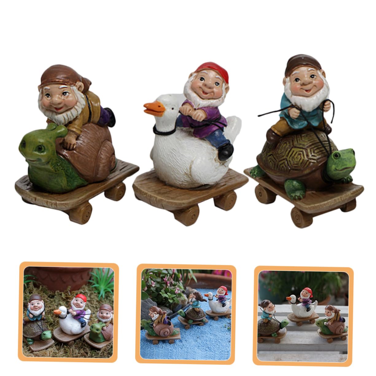 Toyvian 5 zestawów Ozdoby Na Skutery Zabawne Dekoracje Ogrodowe Rzemiosło Z Żywicy Ogrodowej Ozdoby Z Żywicy Ogrodowej 3 sztuki*5