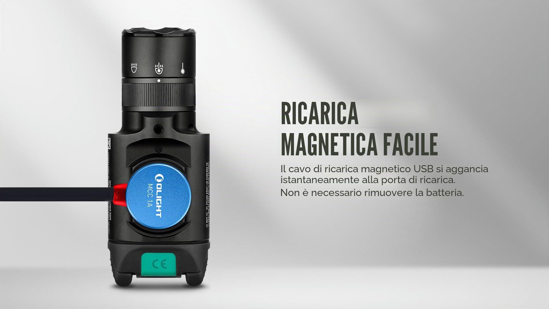 OLIGHT Baldr Pro R Lampada caccia ricaricabile, con fascio verde, 1350 lumen, 200 m, 3 modalità di illuminazione, Potente torcia professionale impermeabile per caccia Nero