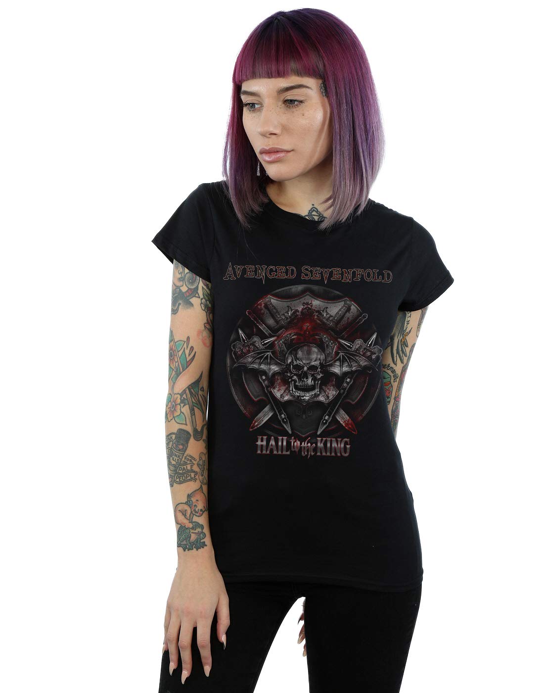 Absolute Cult Women's Black Avenged Sevenfold Battle Armor T-Shirt Small