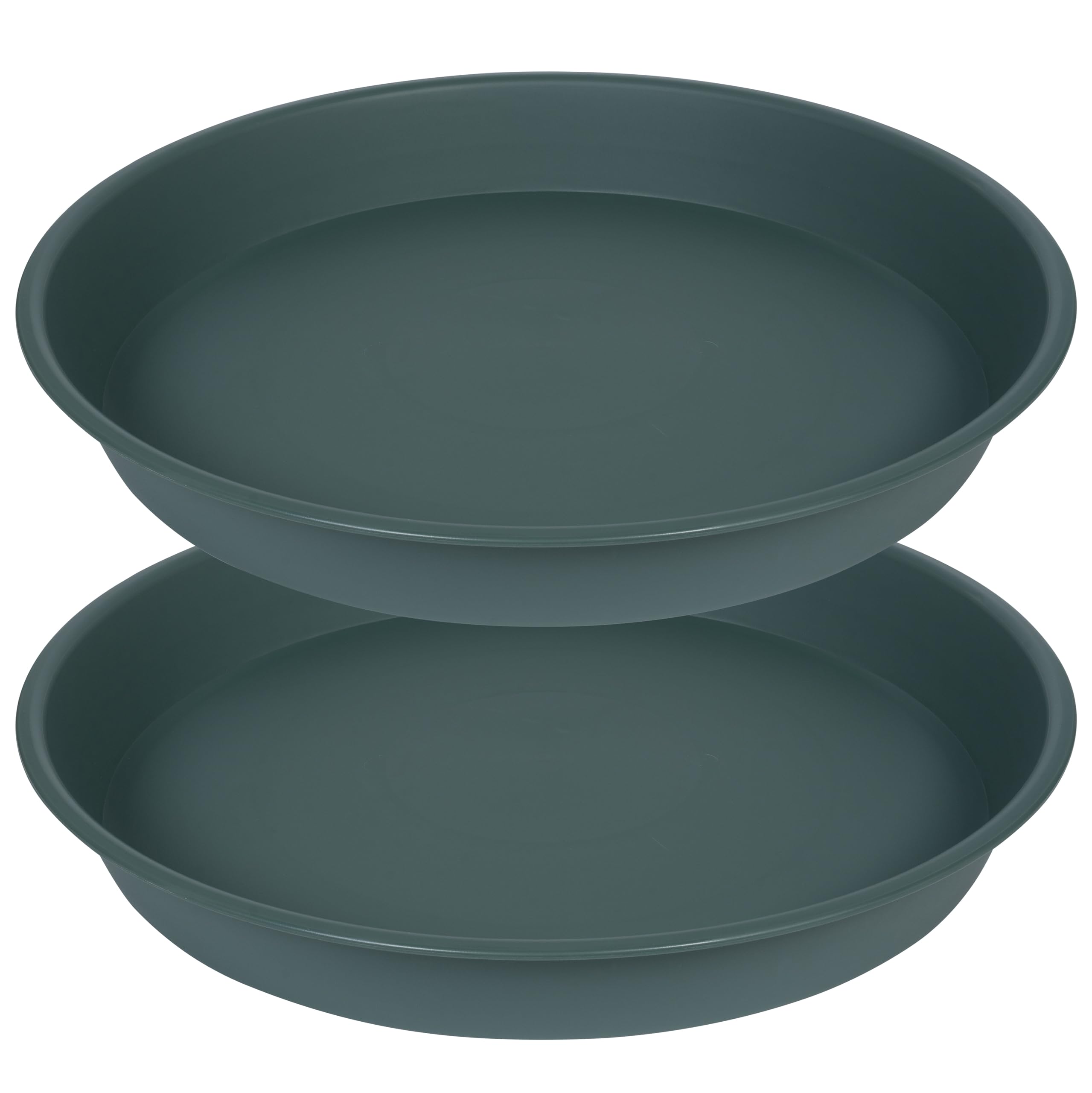 2 Pack of Plant Saucer 16 17 inch, Plastic Plant Saucers 17" Round, Flower Trays for Indoors Outdoor, Plant Drip Trays for Pots, Plant Water Tray for Planter 14-18" (17", Green)