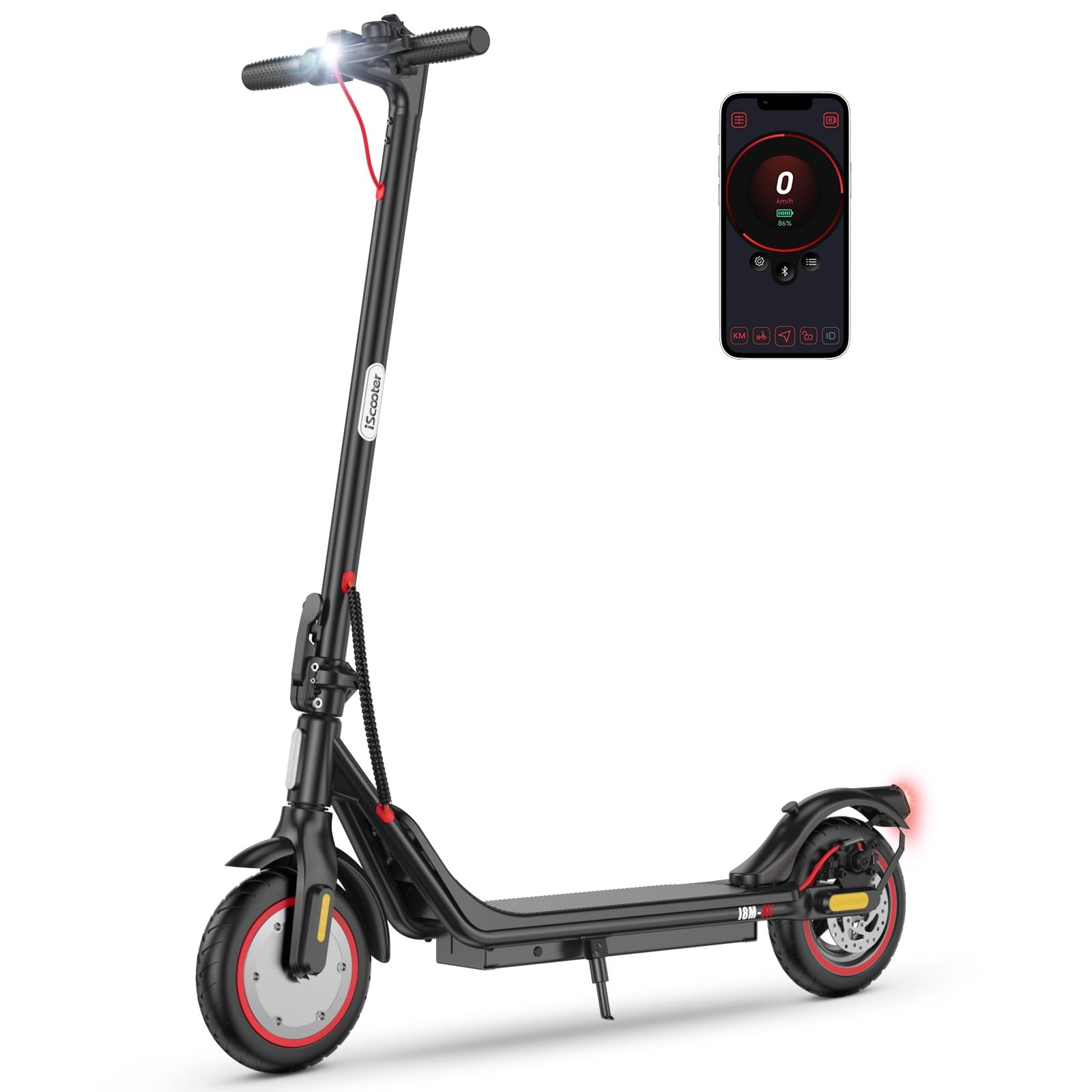 iScooter 8.5" Patinete Eléctrico Adultos Homologado DGT, 500W Motor, Autonomía De 20-25 KM, Máxima 25KM/H, Timbre, App, Frenado Doble, Plegable, Carga 120 KG, 13 KG