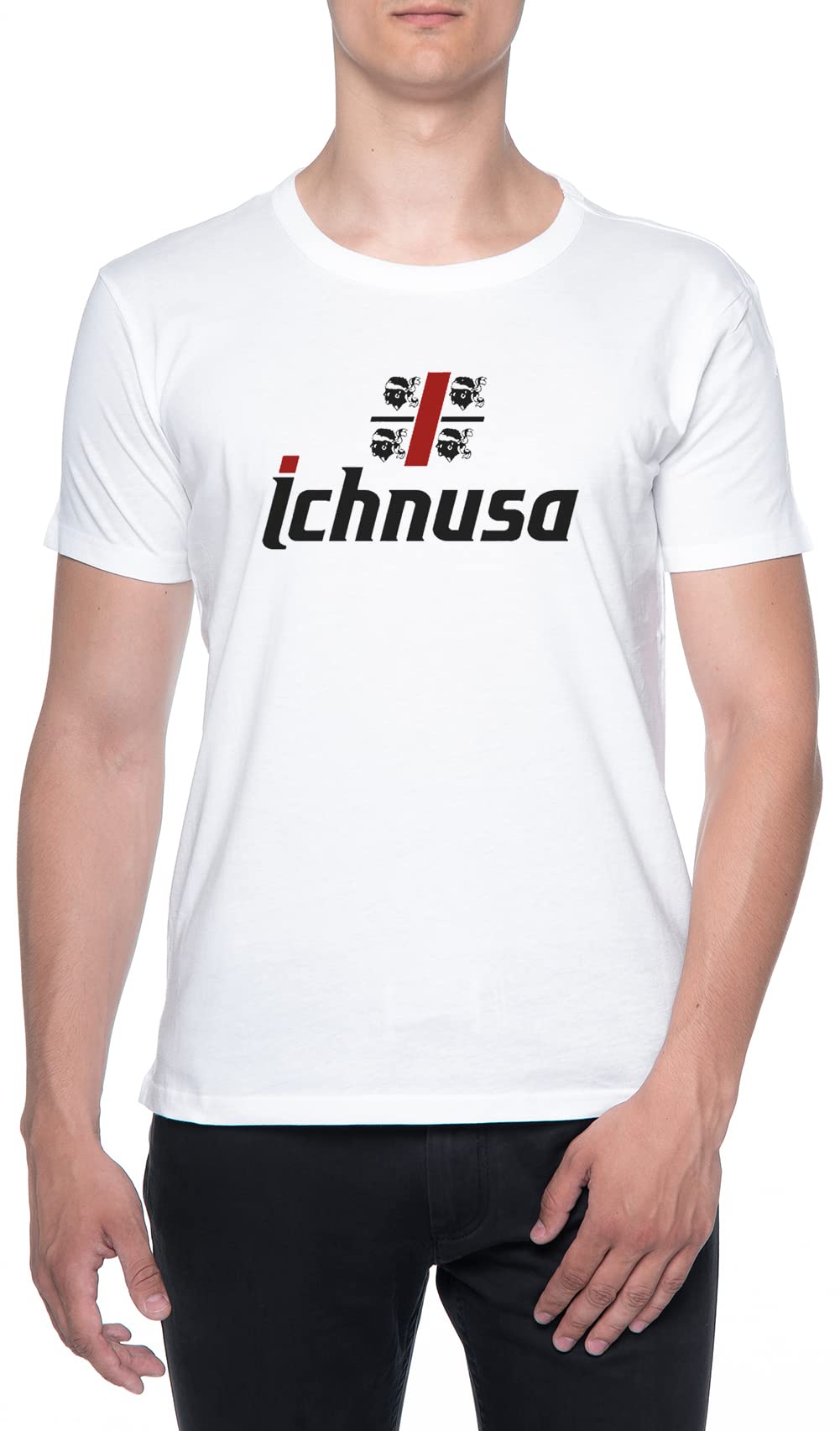 Birra Ichnusa Uomini Maglietta Bianca Girocollo Men T-Shirt White Round  Neck : Amazon.it: Moda