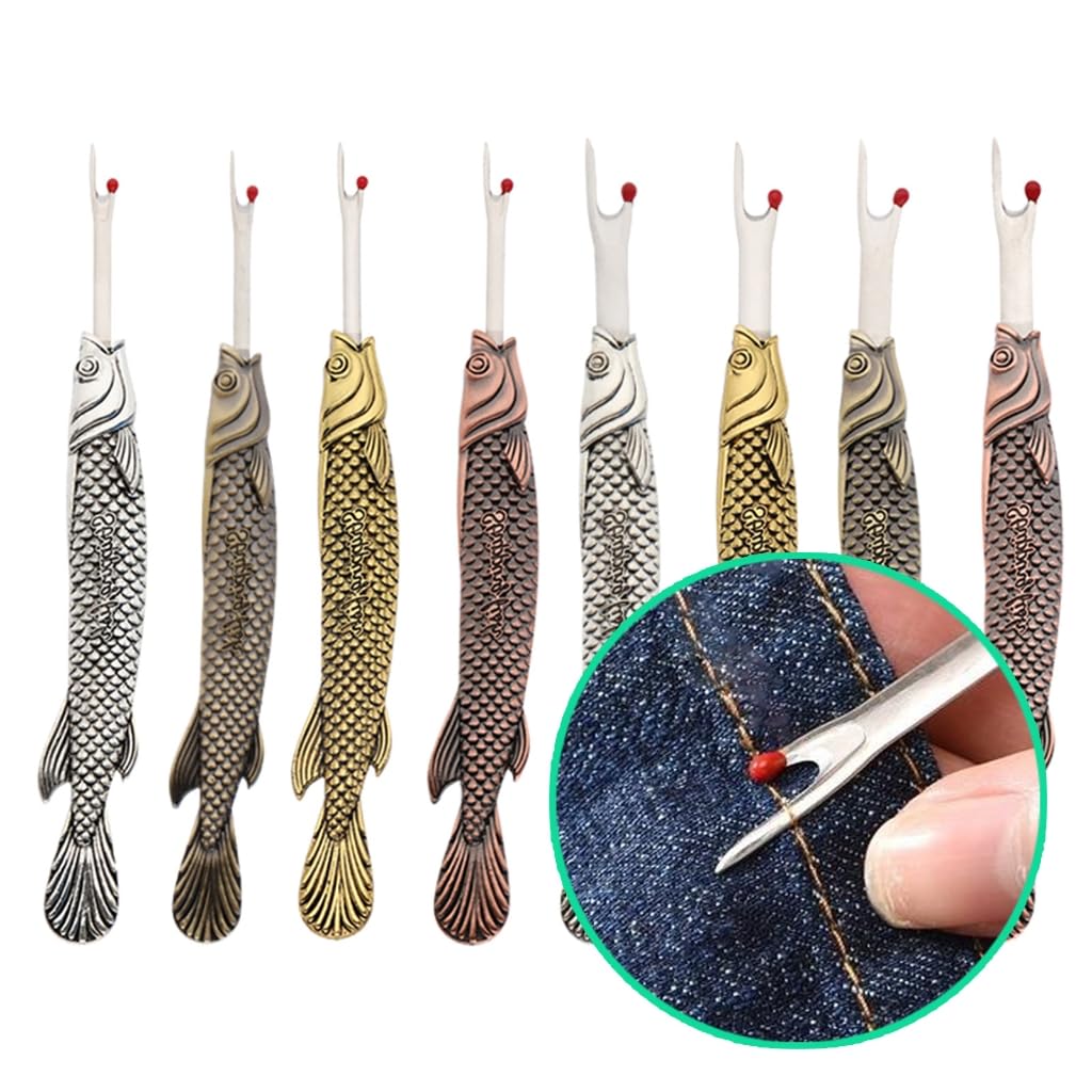 REDYY Seam Unpicker,Fish Shaped Seam Unpicker Vintage Metal Seam Unpicker Thread Remover Tool for Sewing Needlework Pattern, Removing Thread