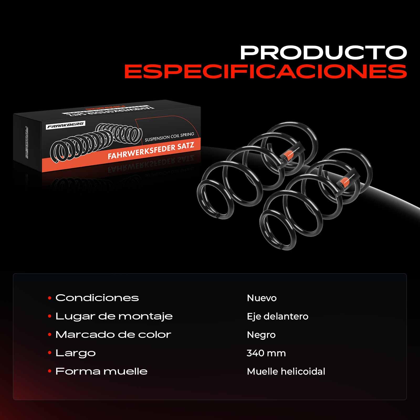 Frankberg 2 muelles de suspensión para eje delantero 1700298 | Compatible con: C-Max II DXA/CB7 DXA/CEU
