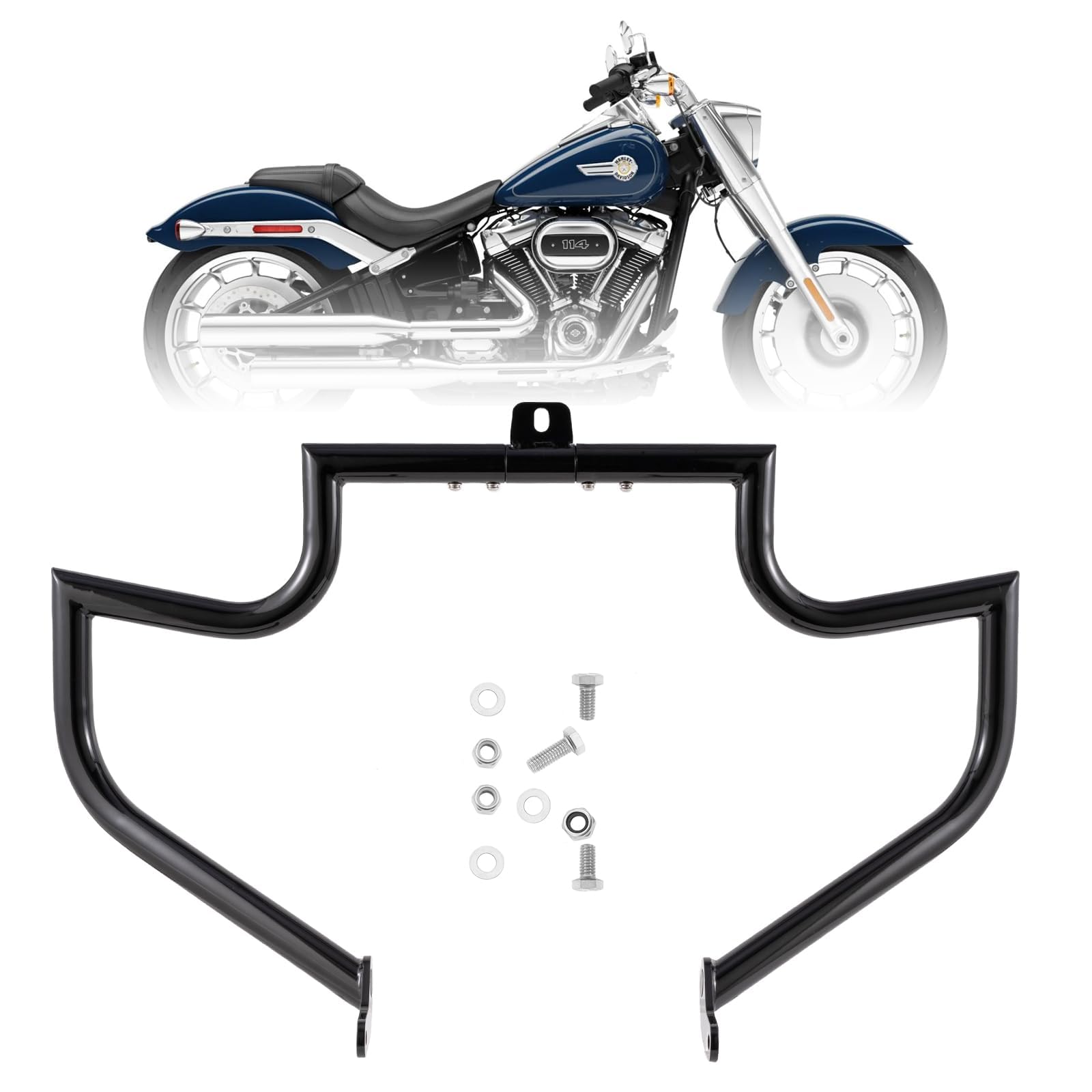 Kinglemc Crash Bar Engine Guard for Harley Softail(Gloss Black-B)