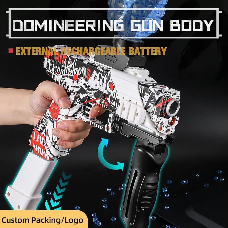 Image of Gel Blaster Automatic Toy Gun /Electric Outdoor Toy Machine Gun for Kids /Water Ball Pistol for Kids-Adults /Shooting Range Upto 70 feet Gun with 10000 Gel Balls - (Red & White)