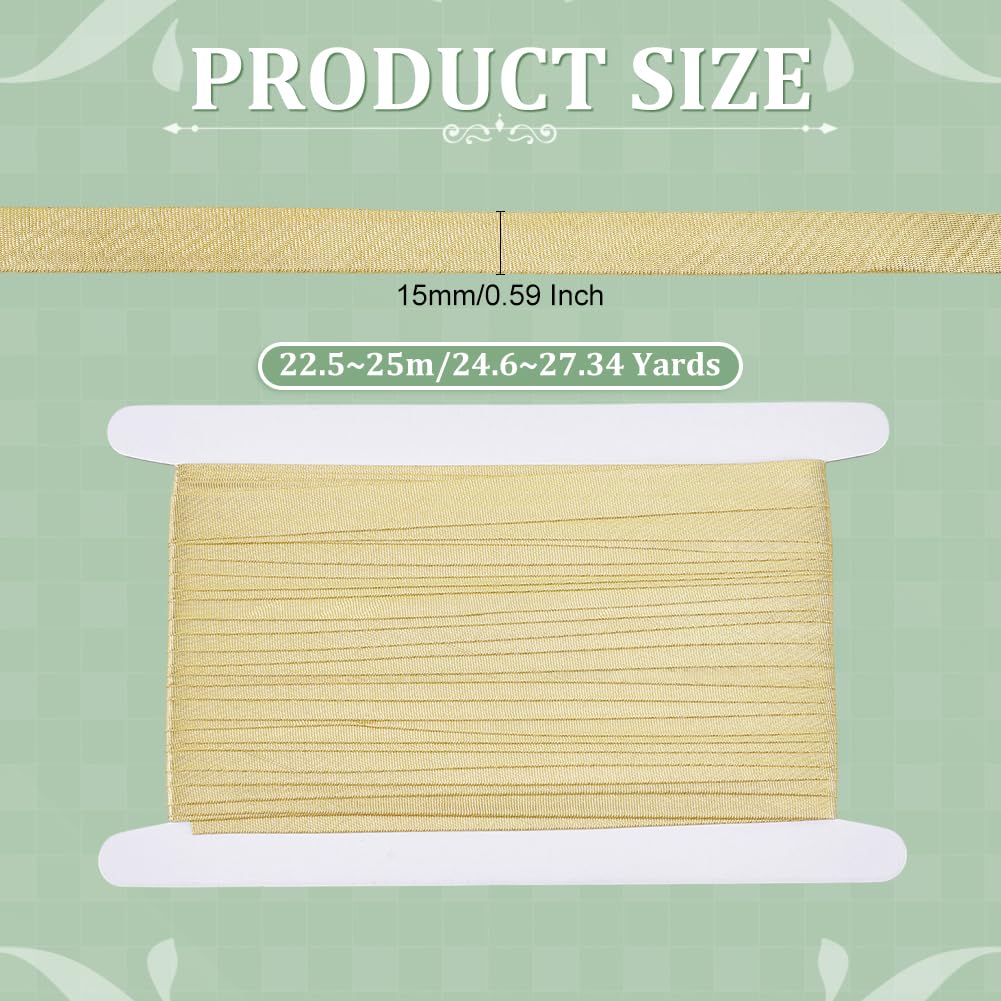 BENECREAT 25m Single Fold Bias Tape, 15mm Wide Gold Bias Binding Tape Hemming Tape for DIY Garment Sewing Seaming, Piping, Quilting - Image 2