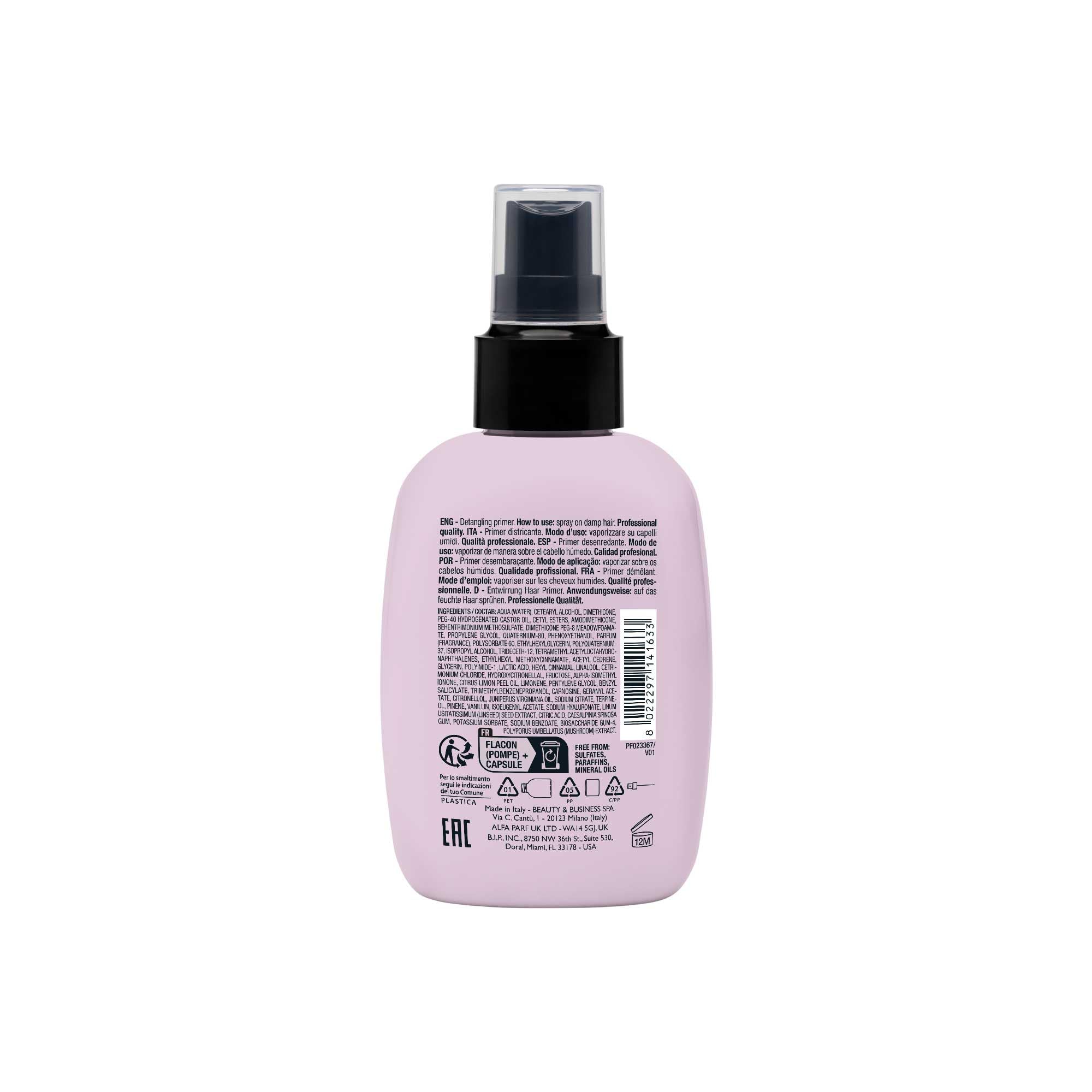 ALFAPARF MILANO Semi di Lino Style & Care Detangling Primer - No Hold - Detangling Primer for All Hair Types - Thermal Protection (4.25 fl oz / 125 ml)