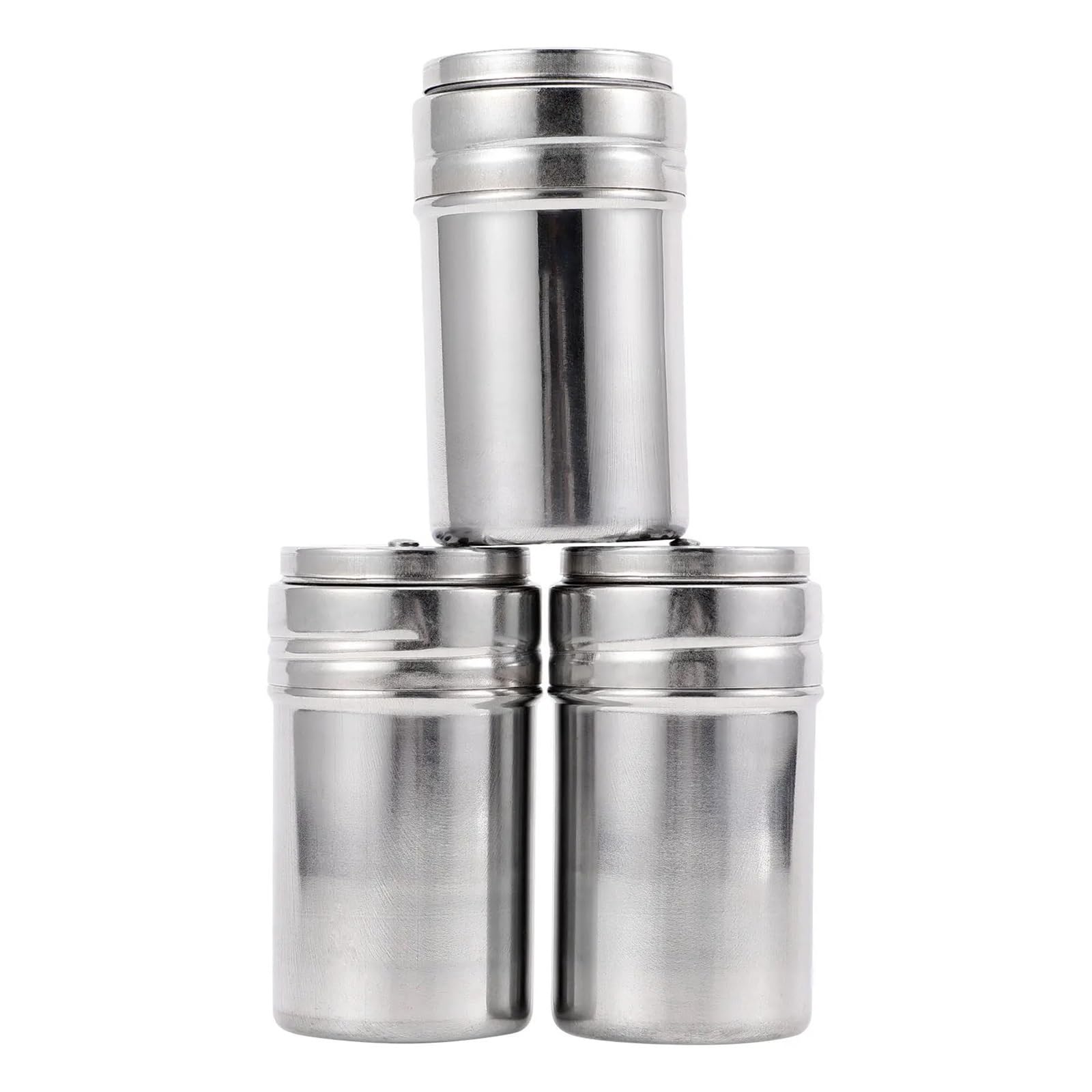 Tarros de condimentos Acero Inoxidable, 3 uds., cocteleras Especias para Casa | For cocina, camping, barbacoa, contenedor de almacenamiento de condimentos.(13X7CM)