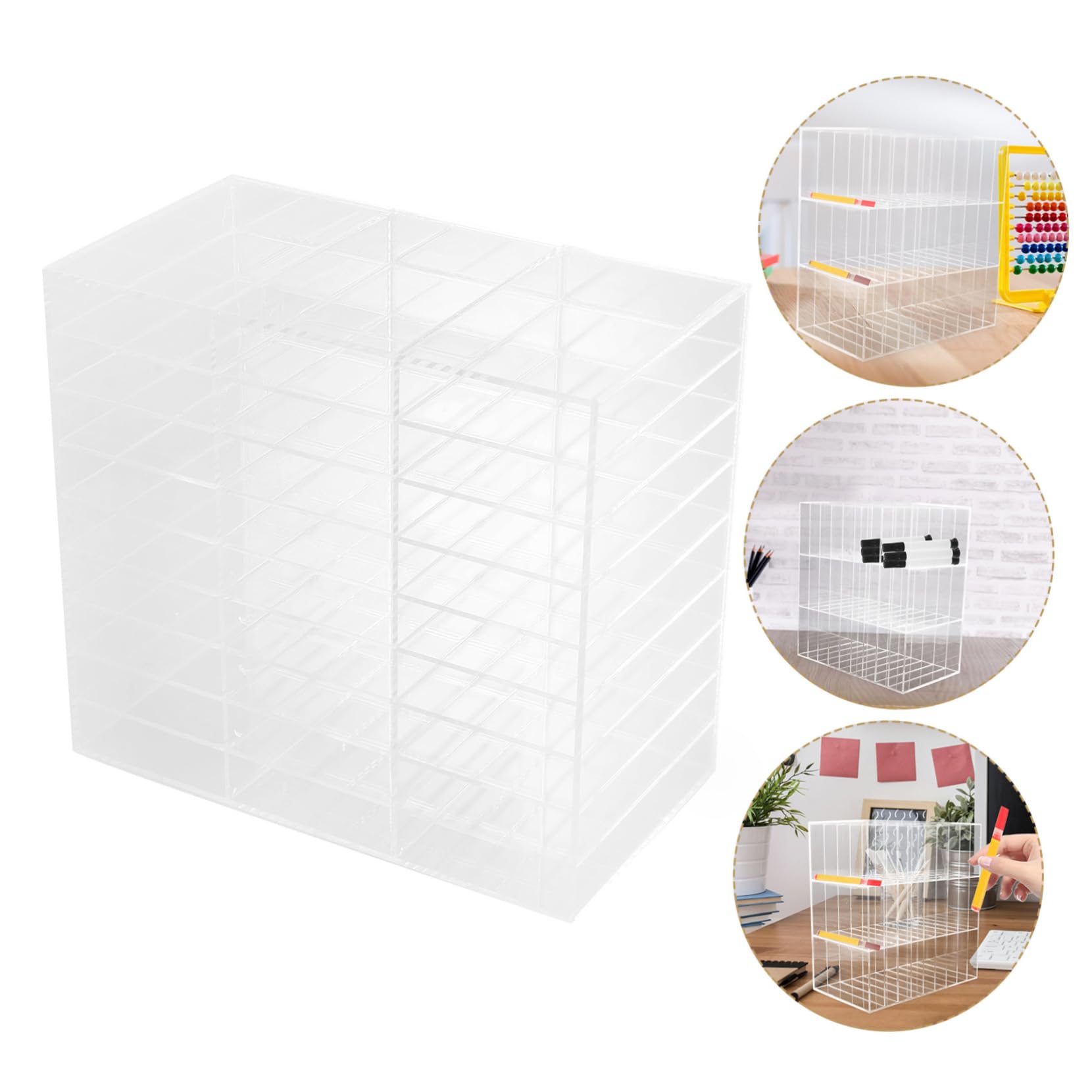 Porta Penne Per Marcatori Trasparente Organizer Da Scrivania Per Scuola e Ufficio Capacità Per Pennarelli Design Pratico e Portatile Per Famiglie e Studenti