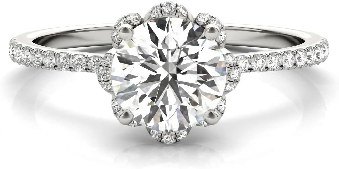 Molioaki Halo Moissanite Engagement Rings 10K/14K/18K Gold Ring for Women 6 Style Platinum Plated Silver Moissanite Rings