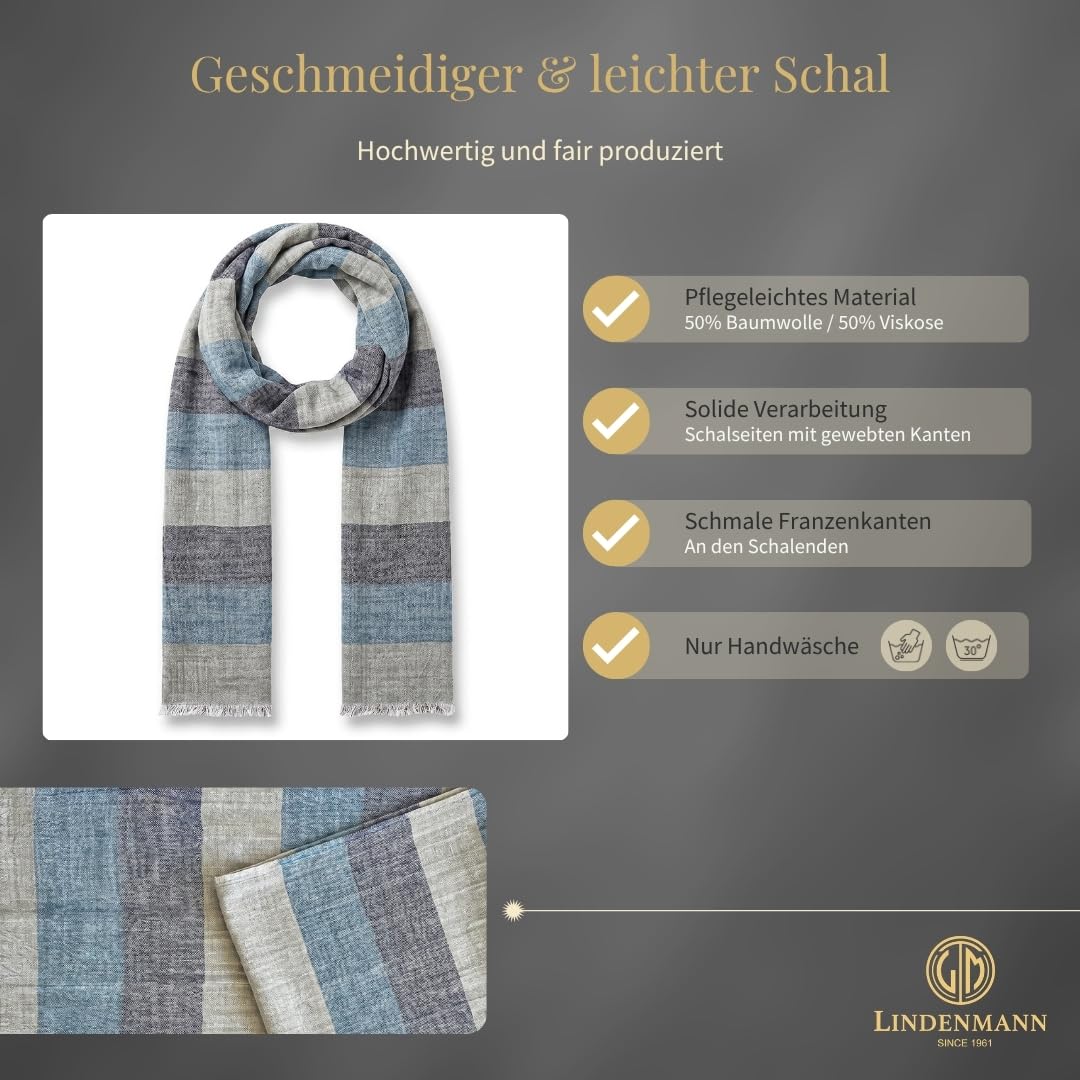 LINDENMANN Sciarpa Uomo blu Sciarpa da uomo sottile 50 % cotone 50 % viscosa