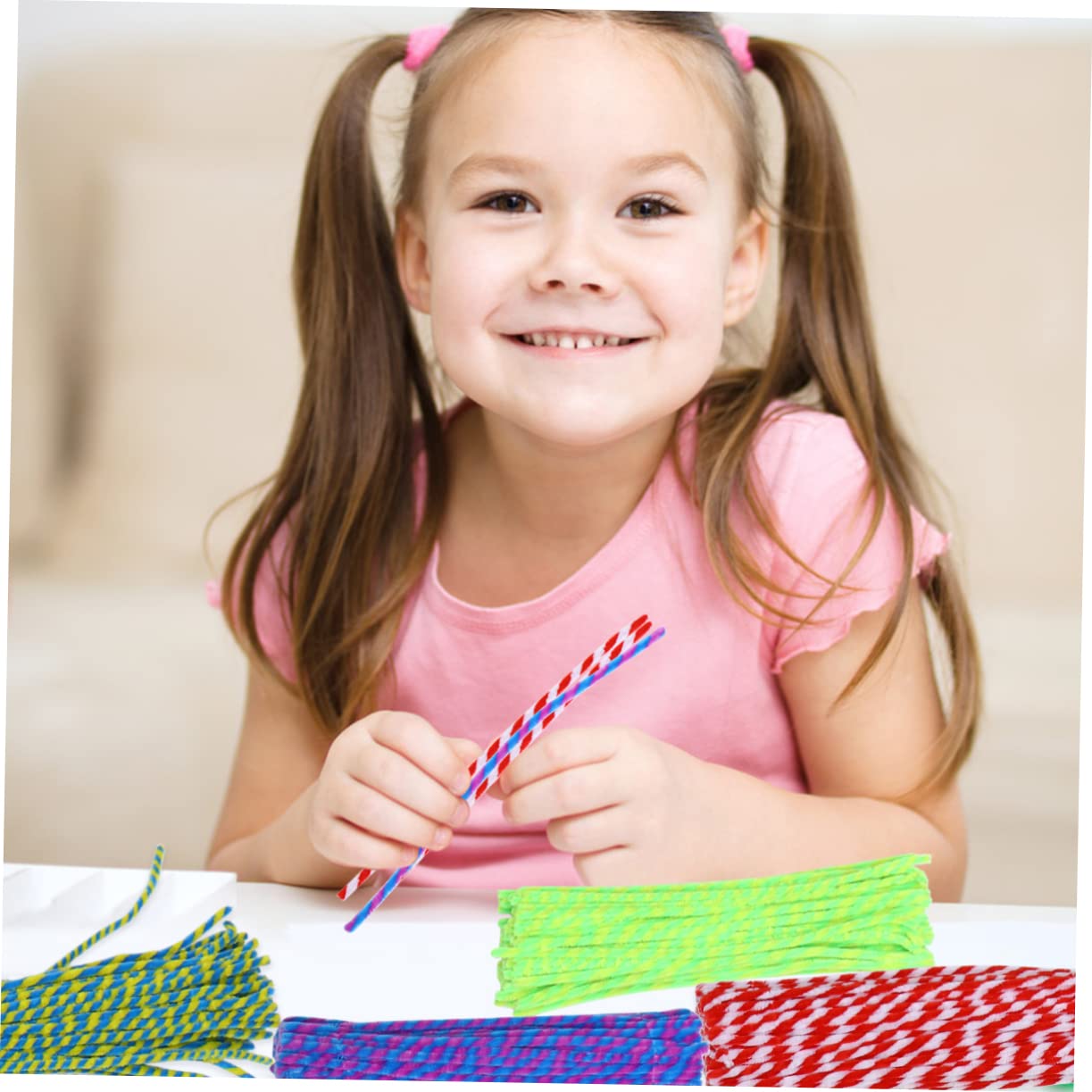 HOMSFOU 500pcs Assorted Twisted Chenille Stems for Flexible Pipe Cleaners for Projects for Making Flowers Animals and Decorations