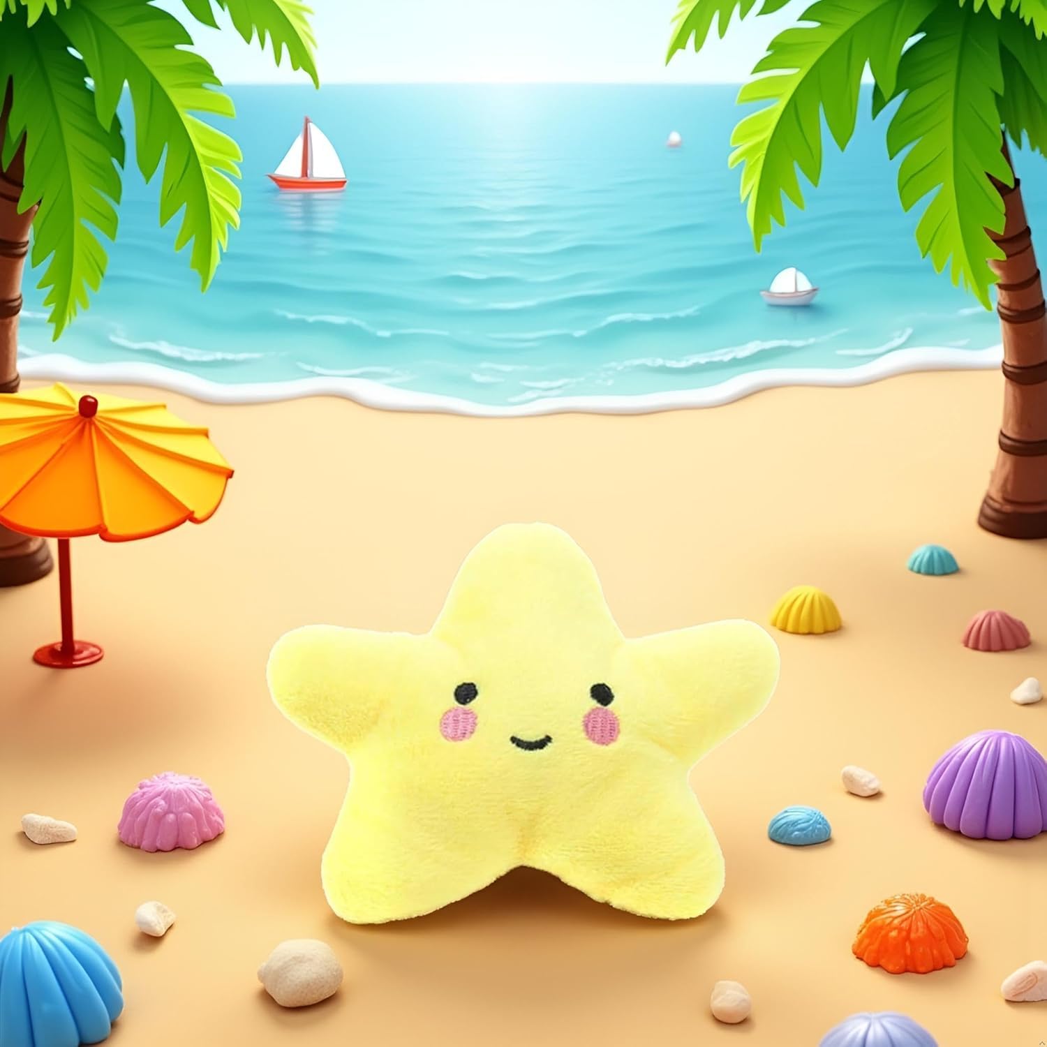 Cldaisy 1Pc Yellow Star Plush Dog Toy Small Medium Dog Puppy Squeaky Bite Playing Starfish Toy Squeak Toys - Image 2