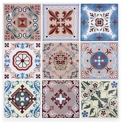 ZRJT 12” x 12” 10 Pcs Moroccan Peel and Stick Backsplash Tile Self Adhesive Glossy Vinyl Wall Tile Waterproof No Residual for Kitchen Bathroom Fireplace, Orange