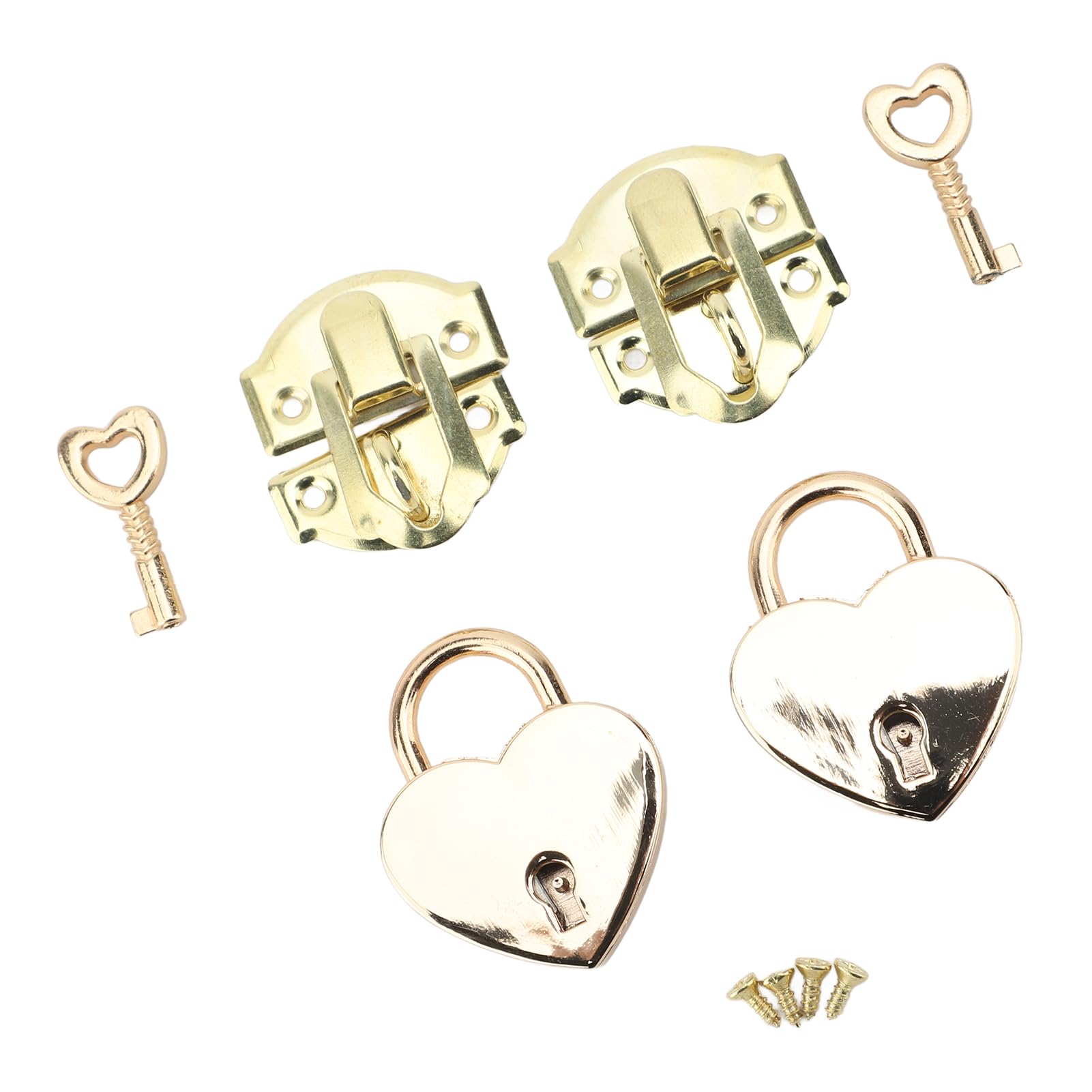 Jelquix Wooden Box Hasp Latch Padlock Set Antique Zinc Alloy with Keys for Vintage Crafting Projects (Yellow)