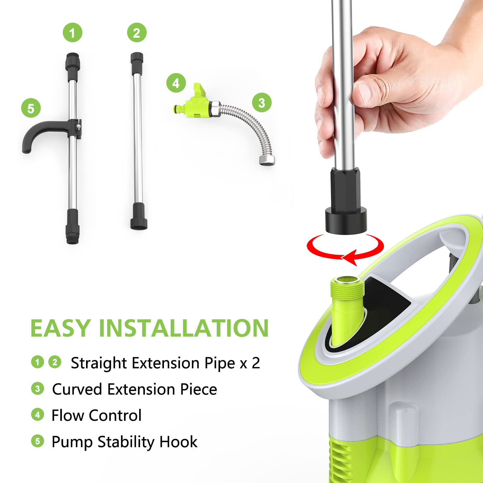 VEATON 350W Submersible Water Butt Pump, 4000L/H Rain Barrel Pump with