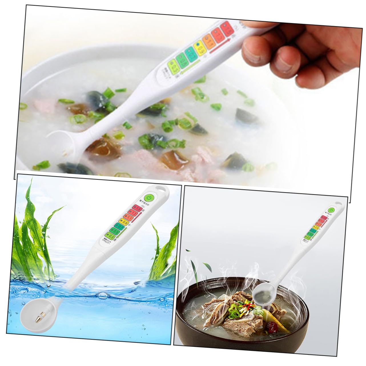 HEALLILY Medidor de Salinidad para Alimentos Pantalla Led, Portátil Plástico, Alta Precisión y Fácil de Usar, Adecuado para Cocinas Domésticas y Sopas