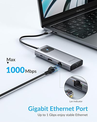 Miniatura 6 de Adaptador multipuertos USB-C para MacBook AirPro, carcasa de aluminio, carga rápida PD100W, 3xUSB-A, 1 HDMI 4K60Hz, lector de tarjetas SDTF,