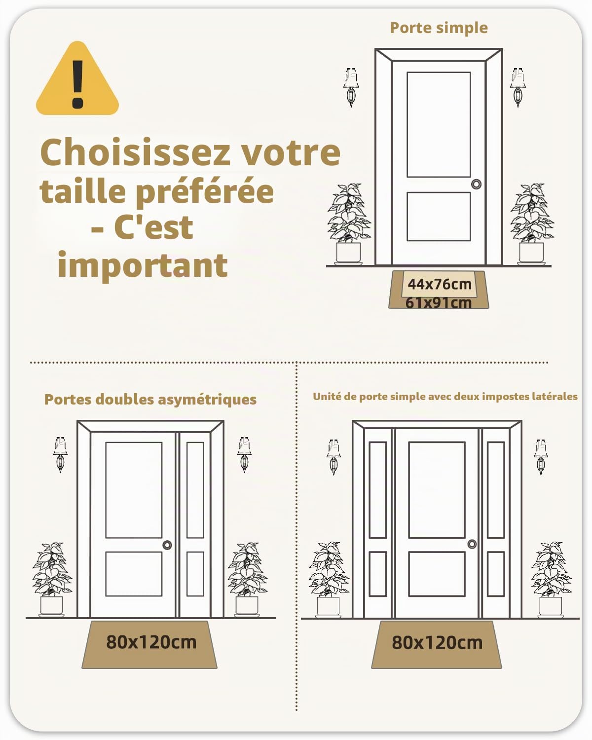 COLOR&GEOMETRY Paillasson Intérieur Entrée 80x120 cm, Tapis d’Entrée Doux Absorbant Antidérapant pour Hall d’Entrée, Couloir, Convient aux Chiens, Beige
