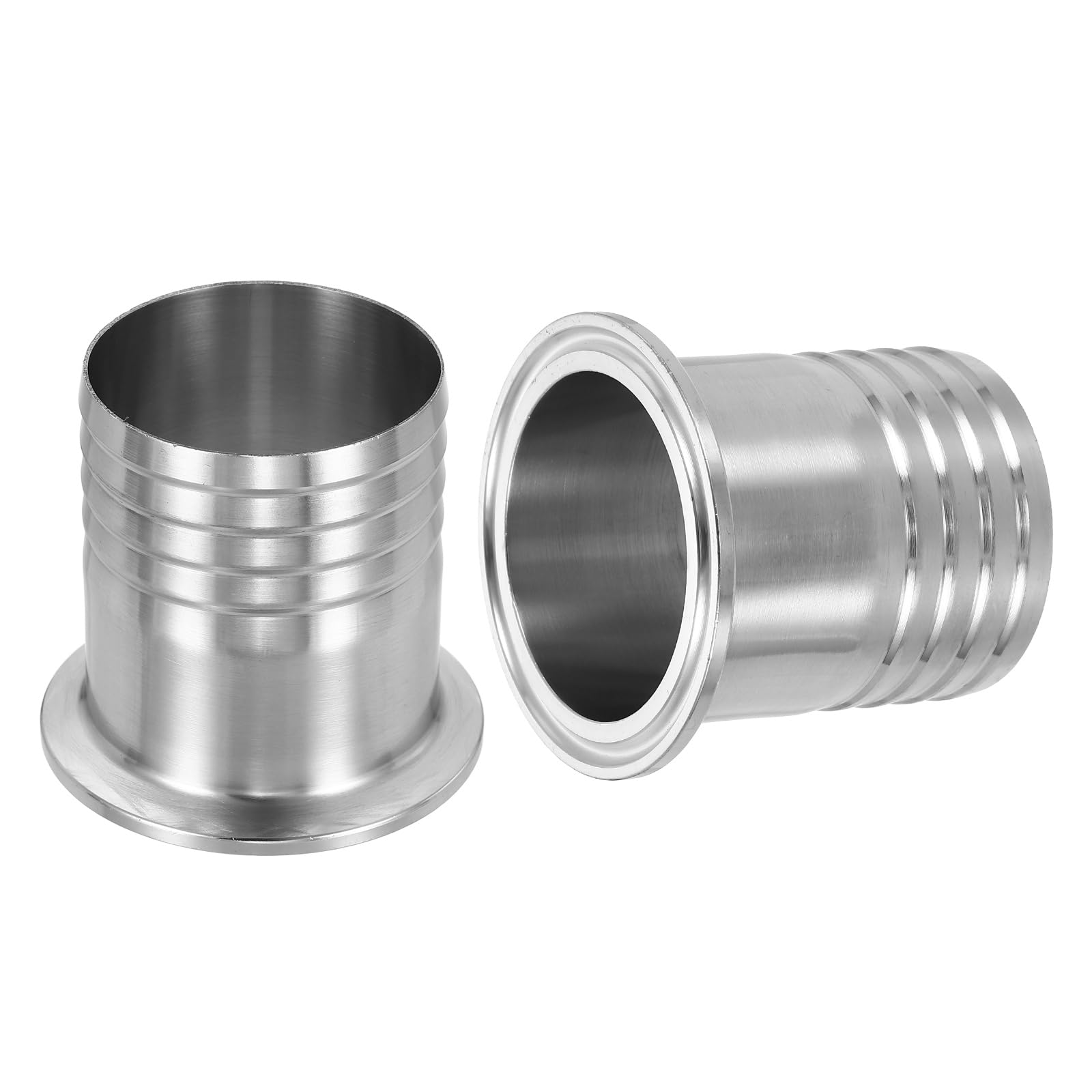 PATIKIL Tri Sanitary Clamps Schlauchanschluss Mit Widerhaken 2 Stück Tri Sanitary Clamps 2" Rohr 64 mm Ferrule Schlauchanschluss 304 Edelstahl Rohr Für Brauerei