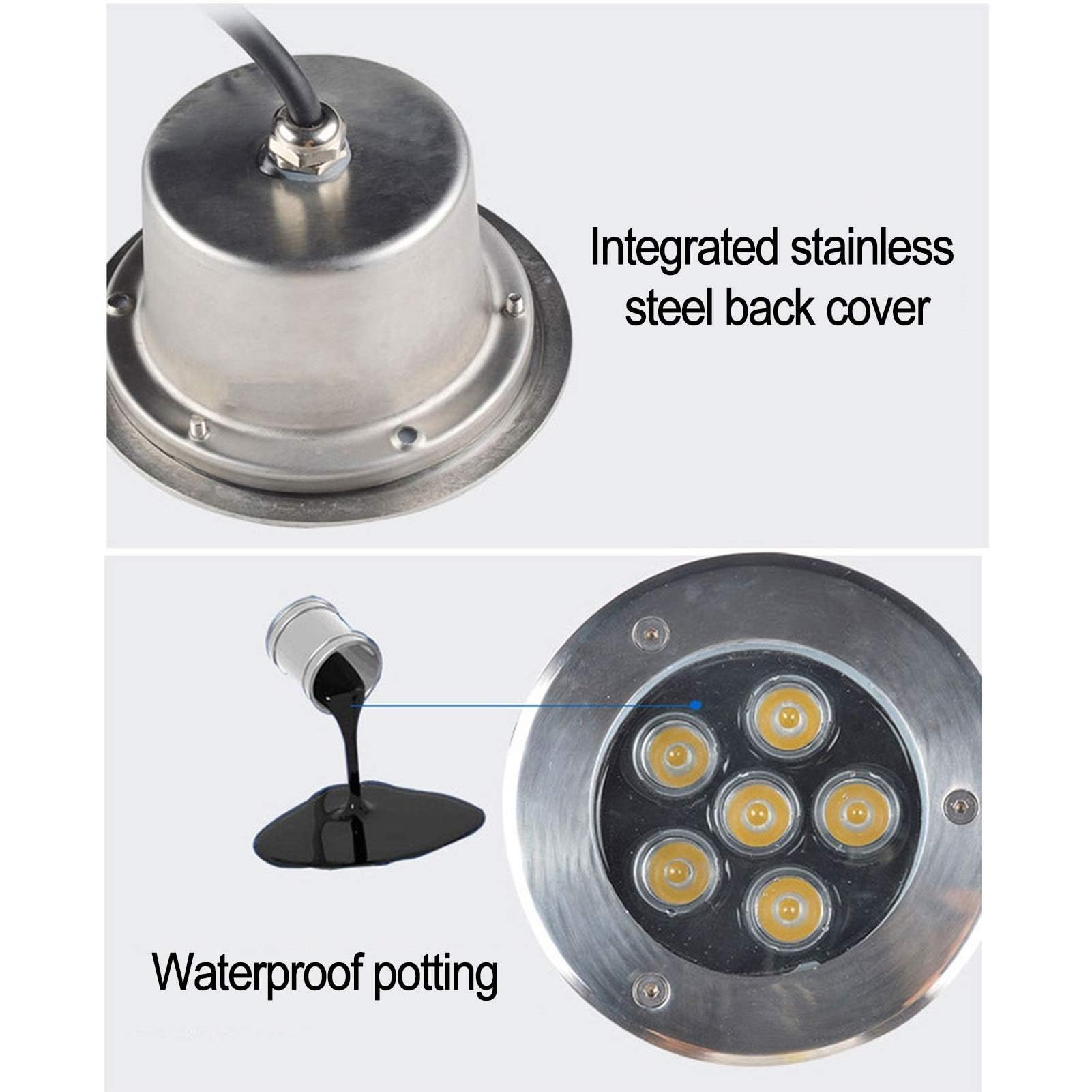 Luz LED sumergible: foco empotrable for exteriores, foco subacuático integrado de 12 V, luz de suelo de acero inoxidable resistente al agua IP68, fuente de piscina for jardín al aire libre, roca