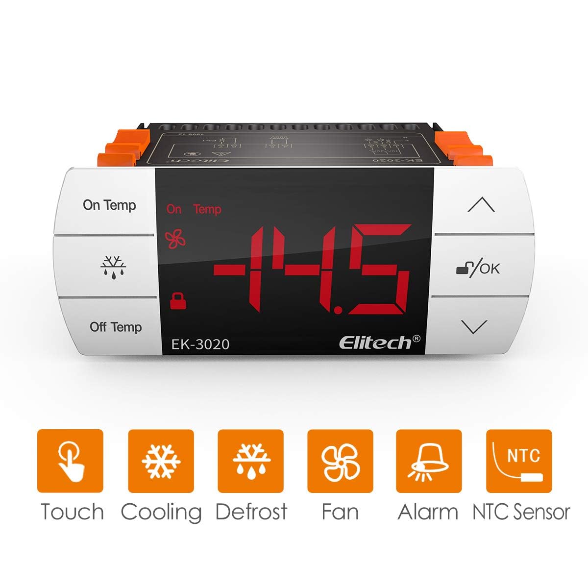 Régulateur de température numérique facile à utiliser avec écran tactile/Thermostat à 2 relais, contrôle en sortie refroidissement et décongélation, une sonde incluse