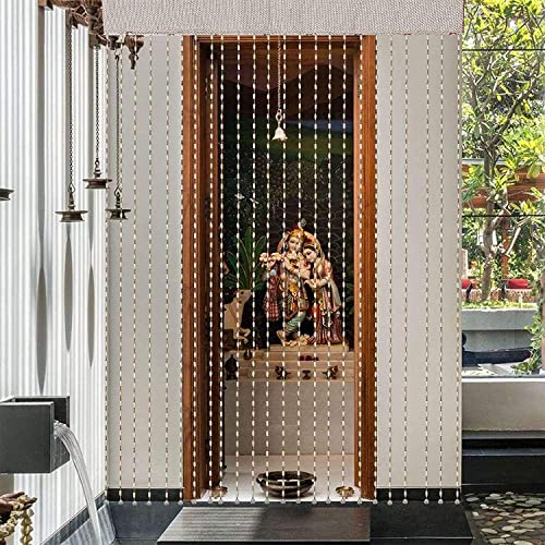 Image of Amazon Brand - Solimo Wooden Bead Curtain - (Brown & Cream, 2 Pieces)