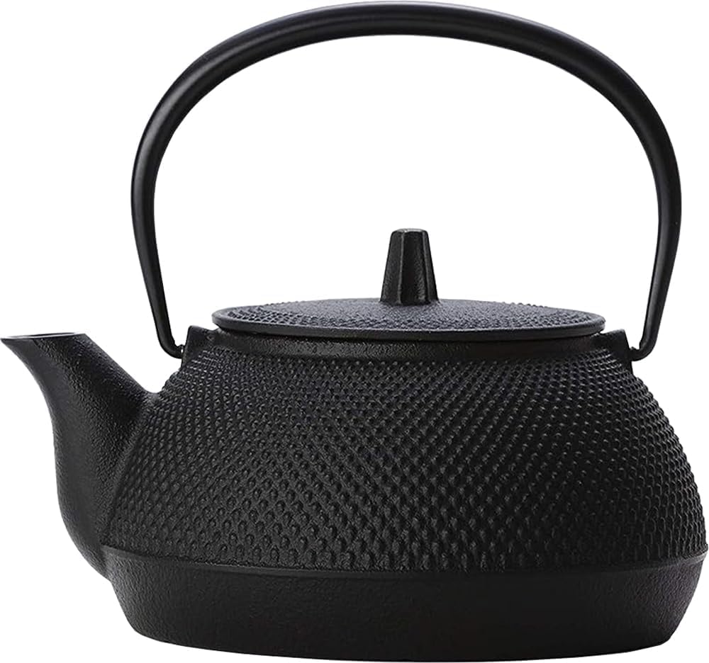 Amazon | 南部鉄器 鉄瓶兼用急須 5型新アラレ 黒焼付 IH・直火可 | 鉄瓶