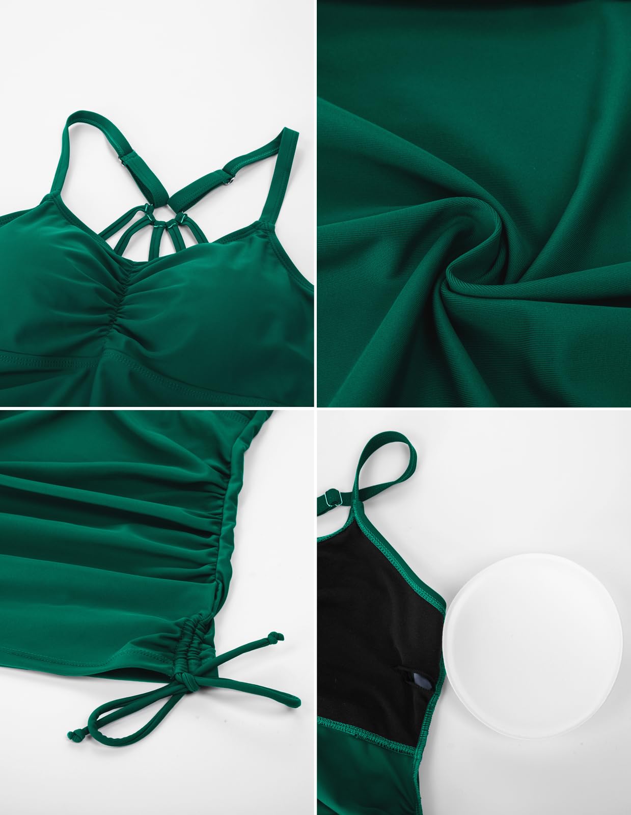 Maacie Maillot De Bain De Maternité Deux Pièces Dos Nu avec Cordons De Serrage Latéraux Vert Foncé M