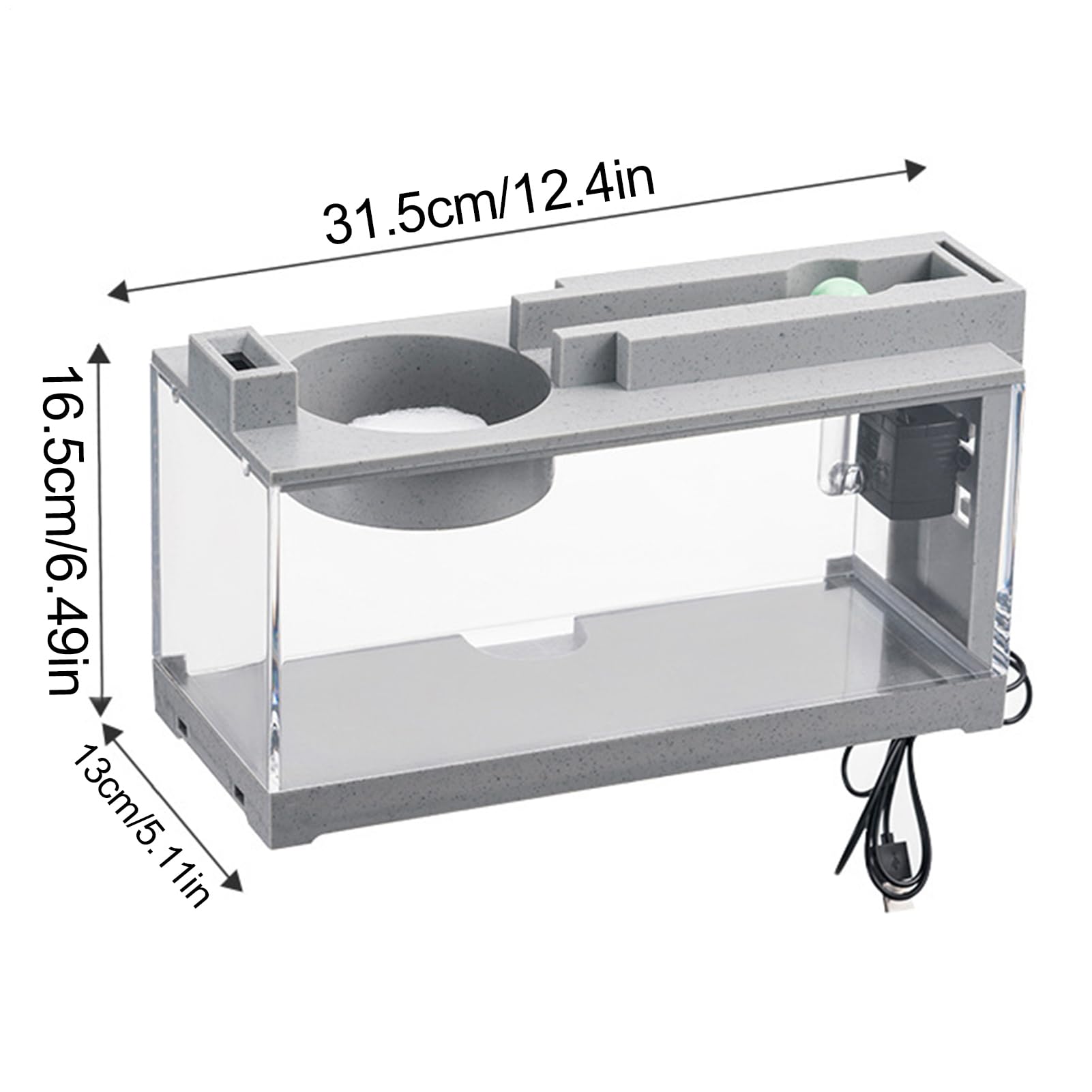 Tisch Aquarium-Fisch-Starter Kit, Retro Decorative Calm Desk Aquarium mit | Wasserpumpe für Schildkröten | Reptilien, Moos, Krabbe, Bett, Goldfisch, Algen, Desktop Aquarium Reiniger