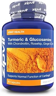 Turmeric Curcumin Plus Glucosamine and Chondroitin Complex with Added Vitamin C, Rosehip, Ginger and Zinc - 90 Capsules. Maintains Normal Joint Cartilage. UK Supplier