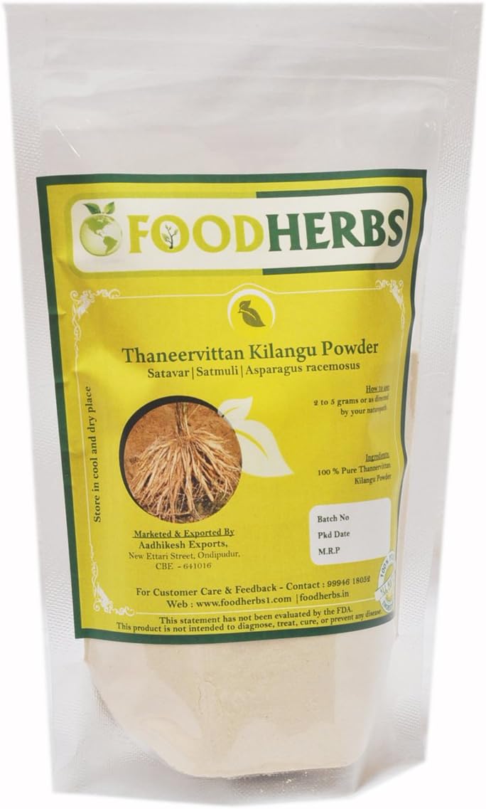 Foodherbs Shatavari Powder 200 GMS / Satavar / Thaneervittan Kilangu / Satamuli / Asparagus Racemosus