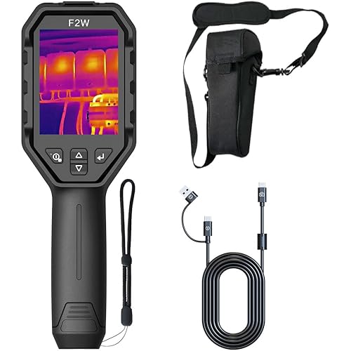 F2W Thermal Camera 256x192 IR Resolution, Thermal Imaging Camera with IntellFault Intelligent Scene,3.2" Screen,25Hz,-4°F to 1022°F,App Image Transfer & PC Analysis,640x480 Super Resolution, Case