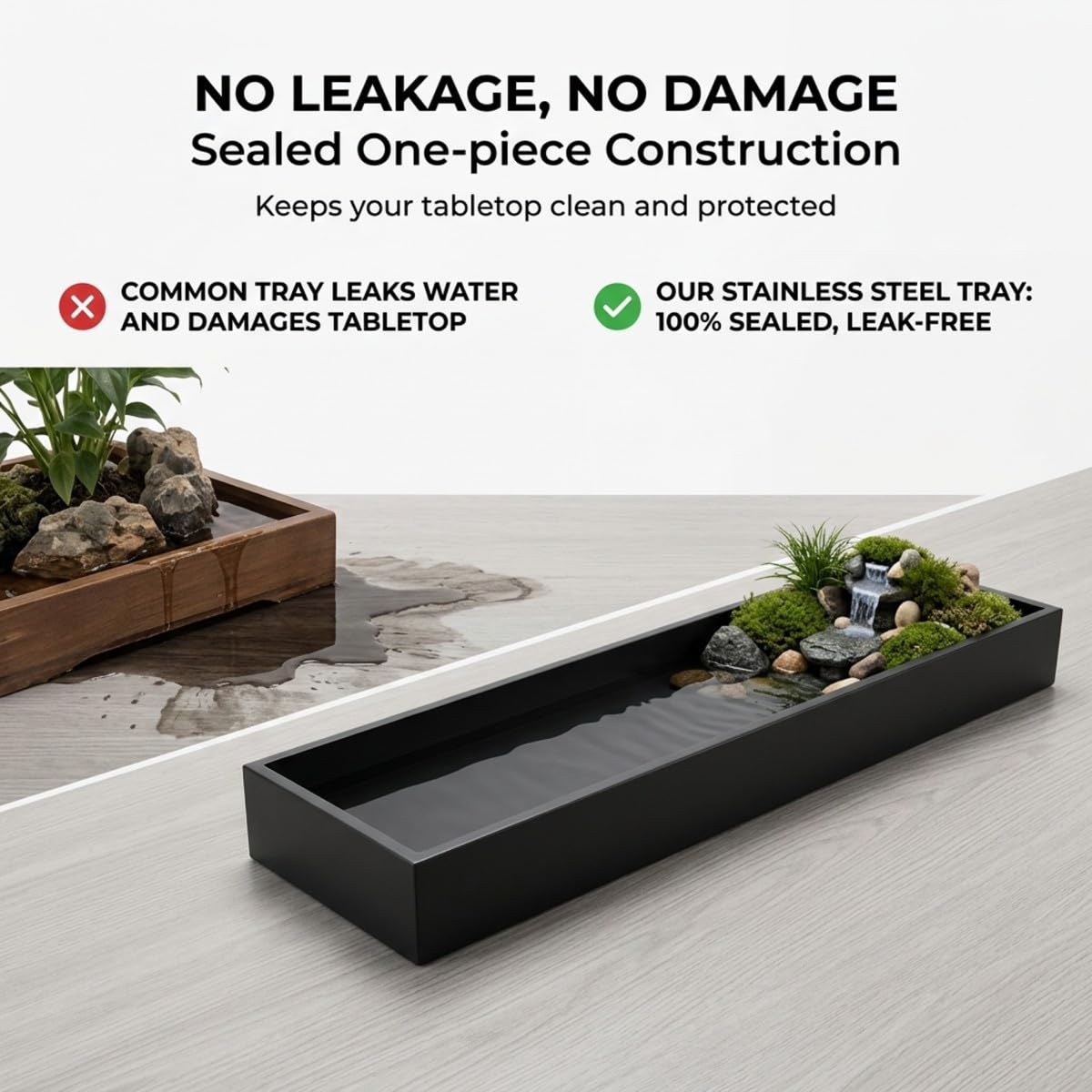 Vassoio per piante inox, vasi succulente impermeabili & arredamento