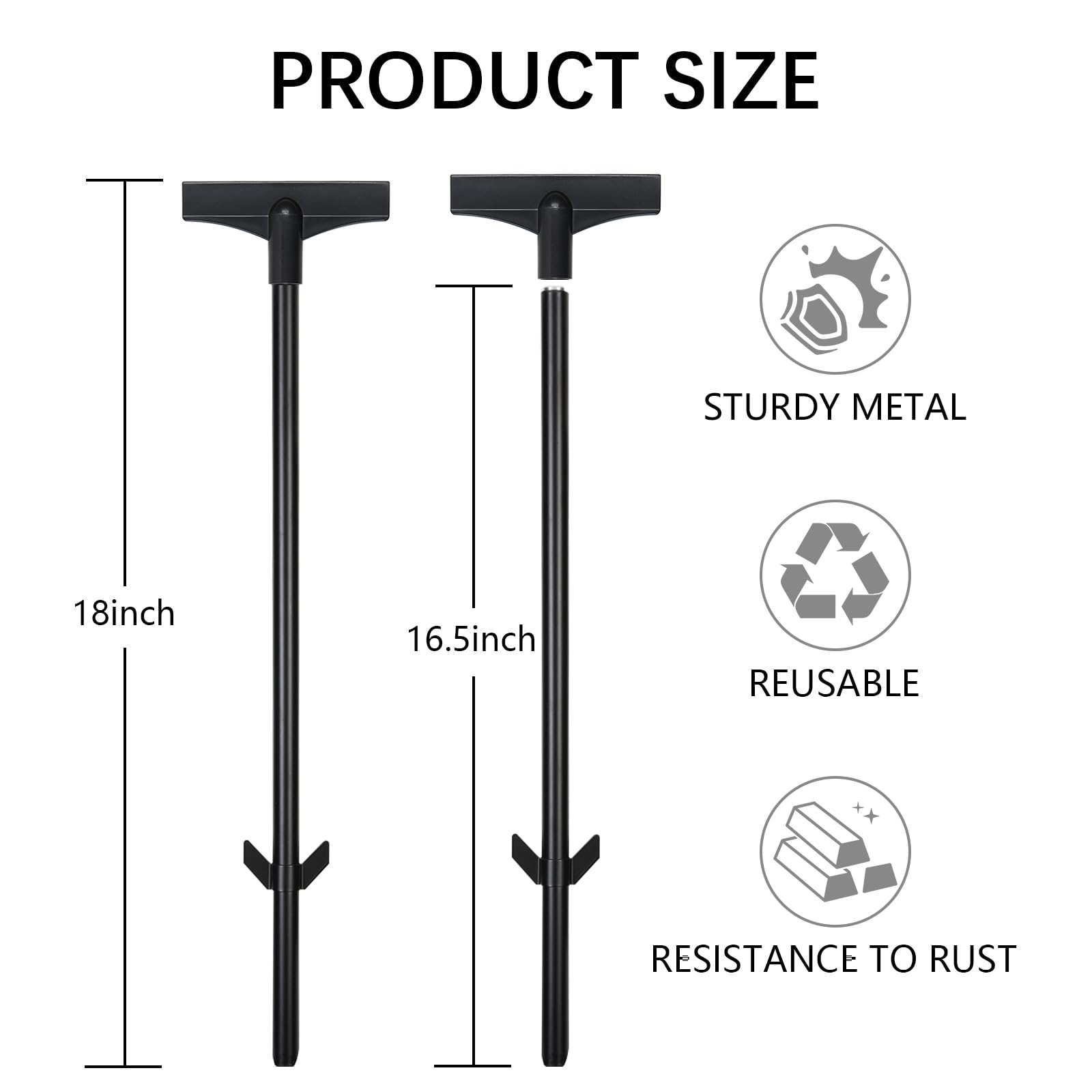 Estacas de señalización para carteles de 45 cm, soporte impermeable para señales de patio, soporte de letreros de metal, color negro, para jardín, patio, césped (4, negro)
