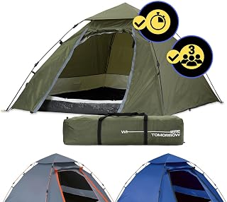 Lumaland Tienda de campaña Pop Up para 2-3 Personas, 215 x 195 x 120 cm, para 4 Estaciones, Tienda iglú para Exteriores, para Trekking y Festivales, Ligera, Impermeable y Robusta, construcción Simple