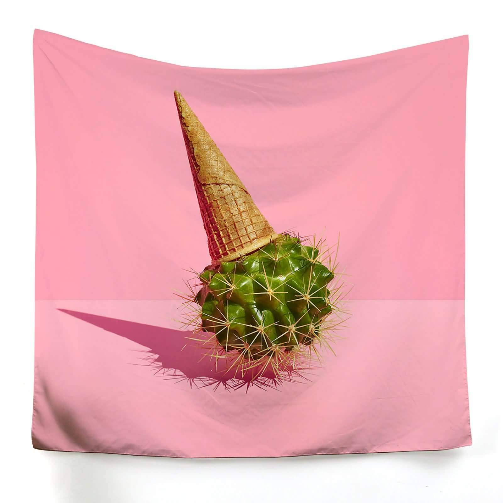 Tapisserie murale mode rose vert cactus 150x130 cm pour décoration de salon