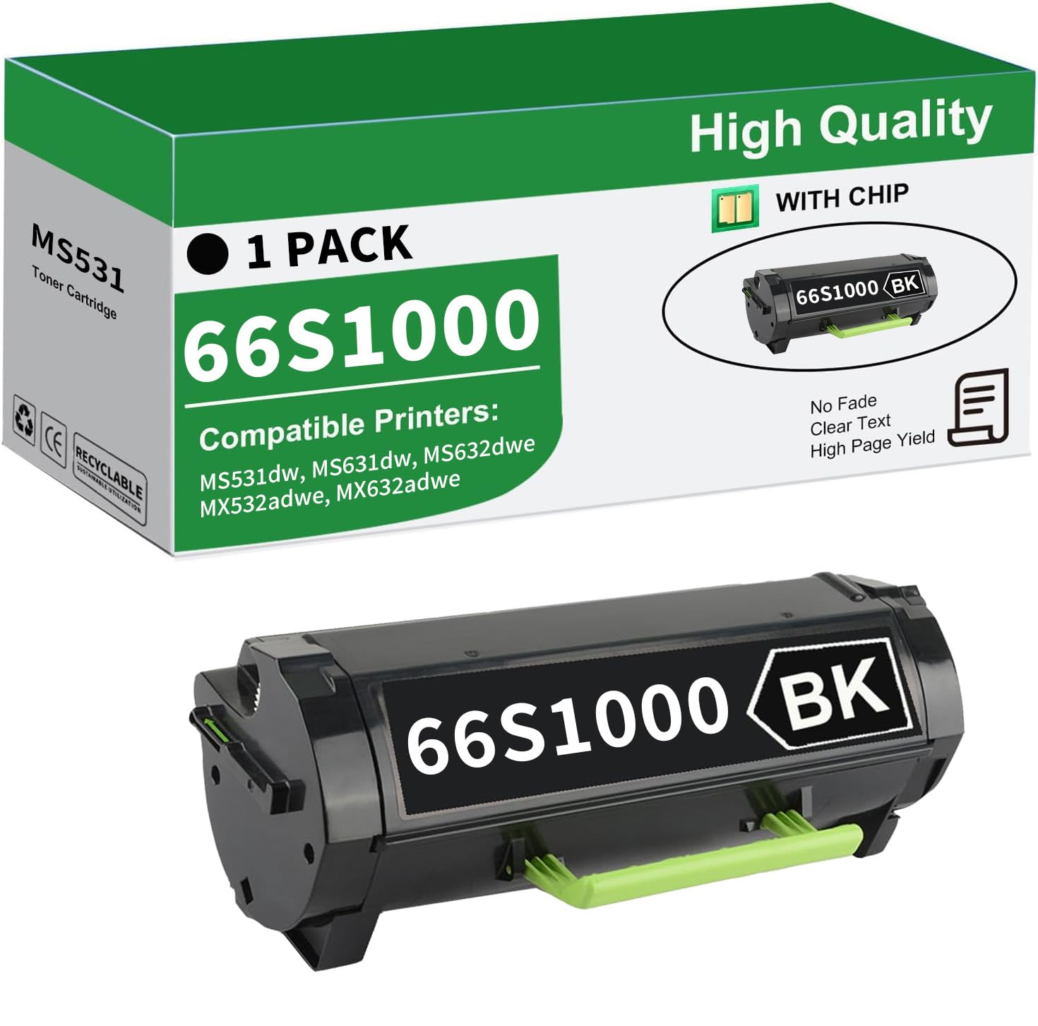 Photo 1 of ASANSH 66S1000 Black Toner Cartridge for MS531/MS631/MX532/MX632 Printers