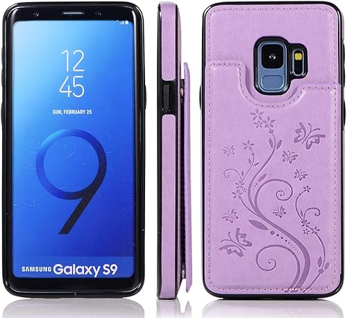 Miniatura 4 de Funda de teléfono para Samsung Galaxy S9 con protector de pantalla de vidrio templado, tarjetero con soporte para tarjetero, soporte con tapa de