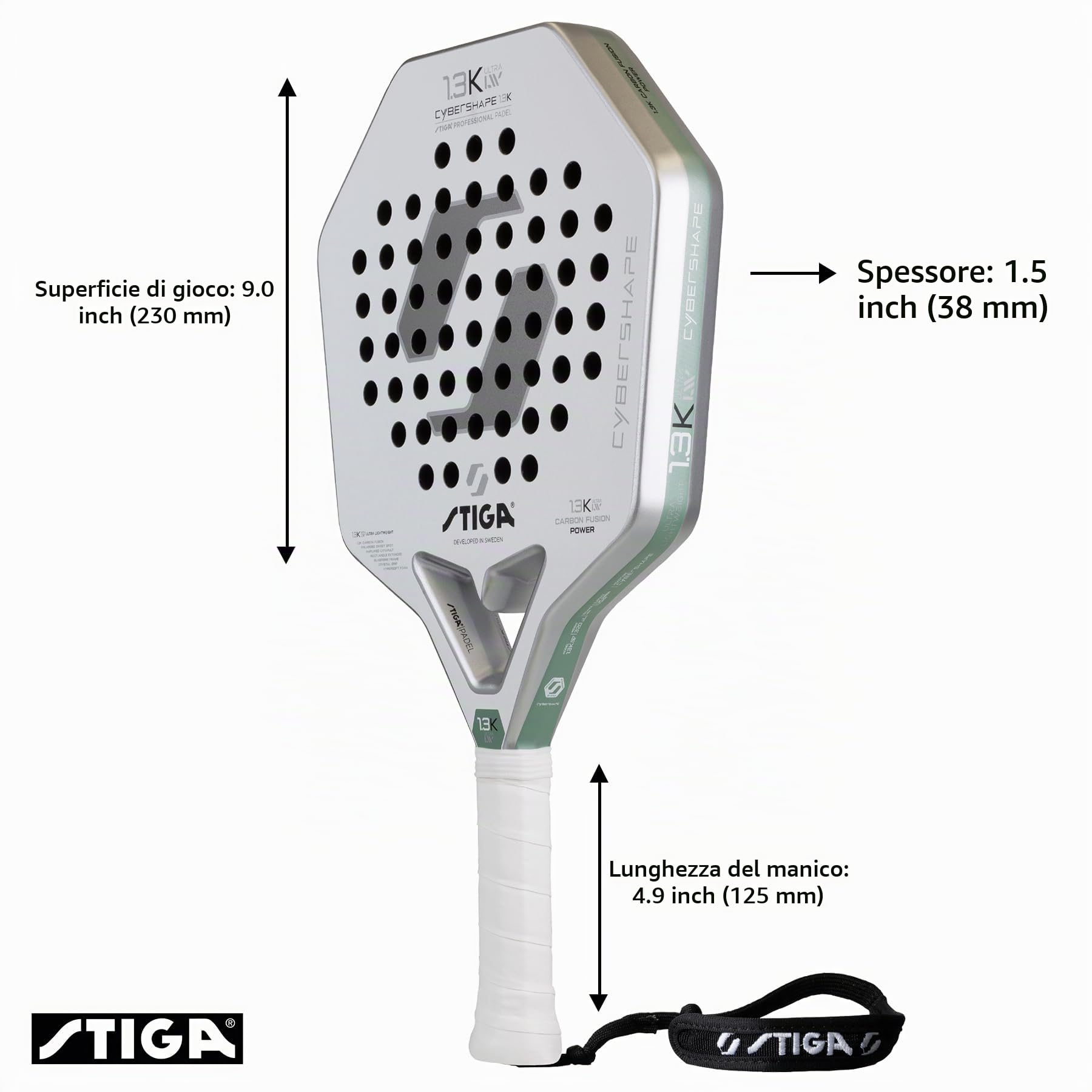 STIGA Racchetta da Padel Cybershape 1,3K Ultra Light Weight